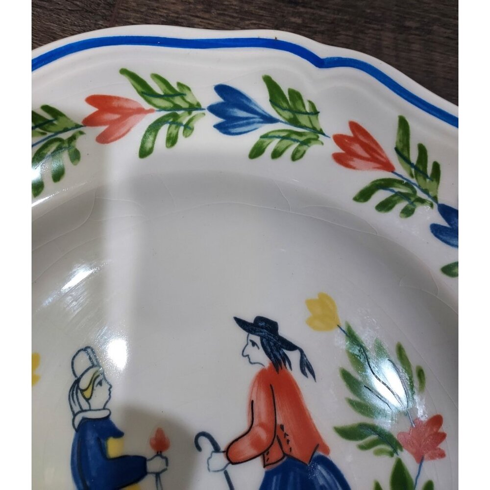 Plate France 10" Quimper Decorative Scallop Edge Hand Painted French Country - Picture 6 of 8